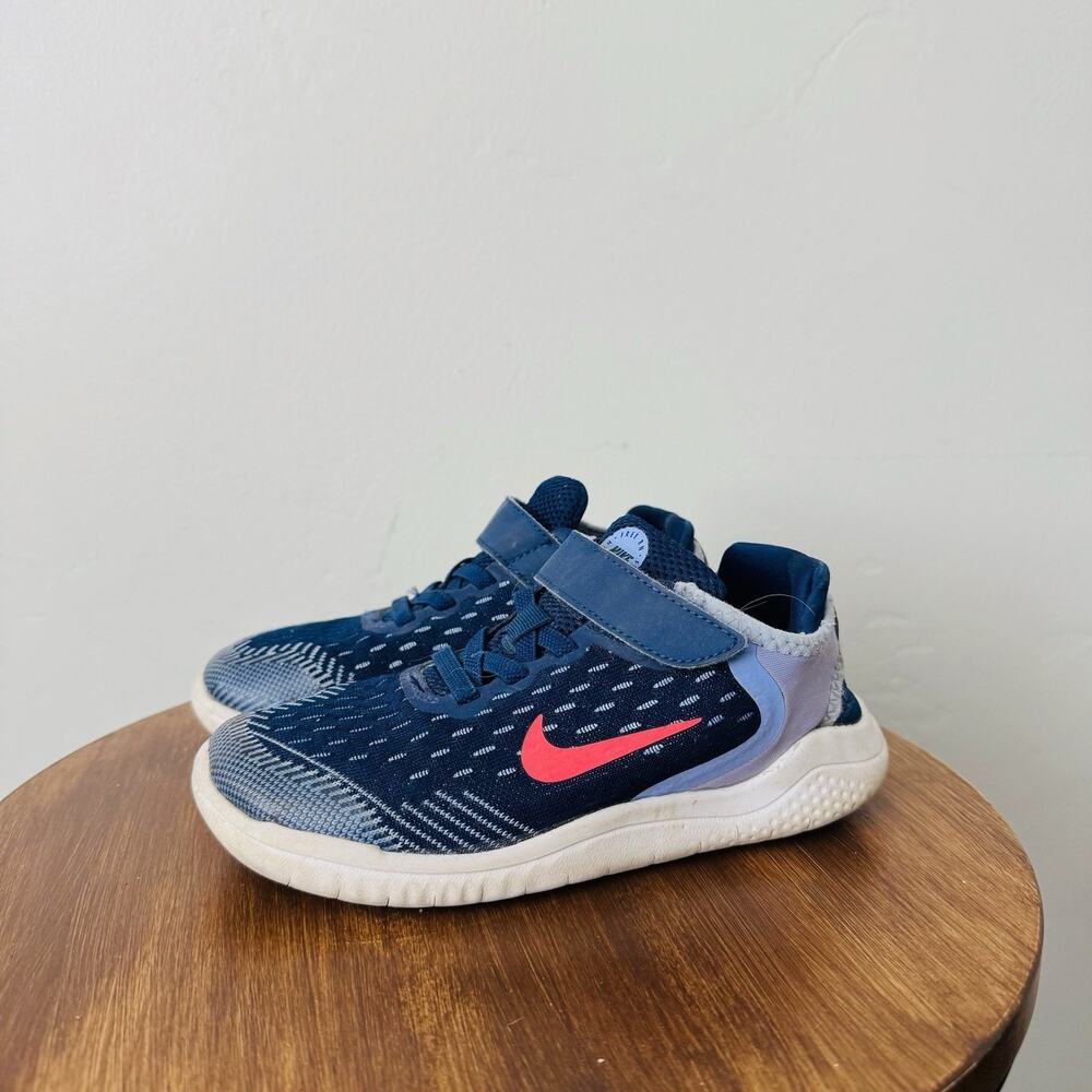 Nike Kids Free Run Blue Adjustable Strap Sneakers Boys Size 13
